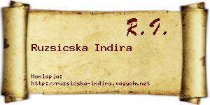 Ruzsicska Indira névjegykártya